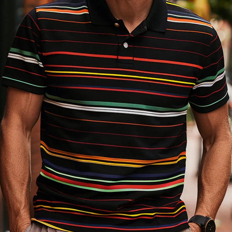 Men's Striped Contrast Print Short-sleeved Polo Shirt 75170886P sold by Manly product image thumbnail 3