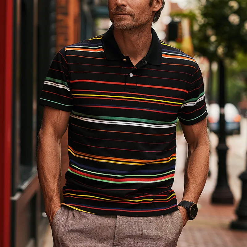 Men's Striped Contrast Print Short-sleeved Polo Shirt 75170886P sold by Manly product image thumbnail 2