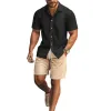 Men's Casual Contrast Color Short Sleeve Shorts Two Piece Set 20132933X sold by Manly