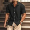 Men's Casual Contrast Color Short Sleeve Shorts Two Piece Set 20132933X sold by Manly