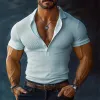 Men's Solid Color Slim Fit Short-sleeved POLO Shirt 61908469X sold by Manly