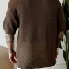 Men's Knitted Loose Pocket Short Sleeve Sweater 25998584X sold by Manly
