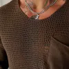 Men's Knitted Loose Pocket Short Sleeve Sweater 25998584X sold by Manly