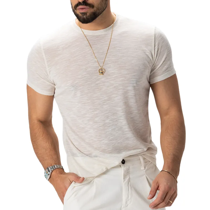Men's Comfort Stretch Cotton Blend Round Neck Short Sleeve T-shirt 55676058Z sold by Manly