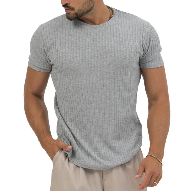 Men's Comfort Stretch Cotton Blend Striped Round Neck Short Sleeve T-shirt 81611184Z sold by Manly