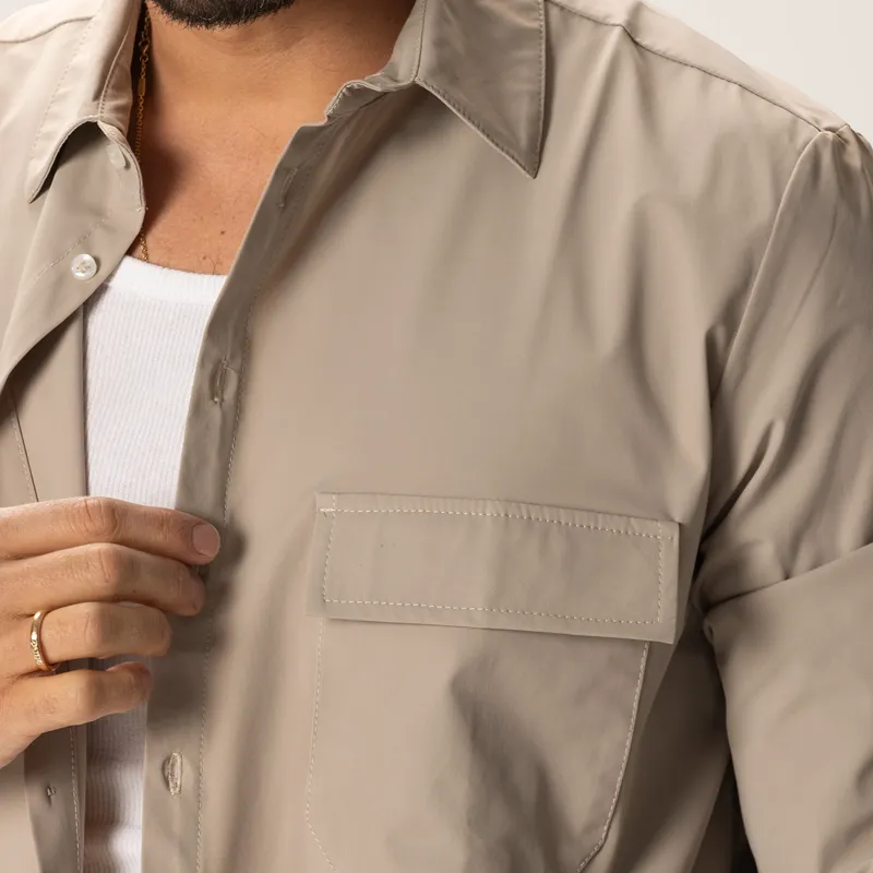 Men's Solid Color Loose Lapel Chest Pocket Long Sleeve Shirt 98158199Z sold by Manly product image thumbnail 4