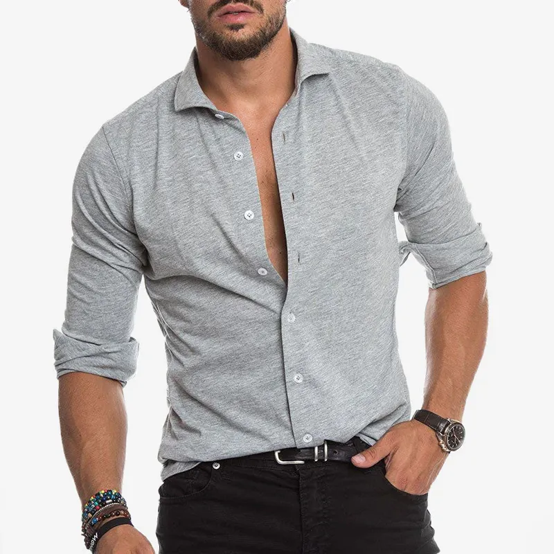 Men's Comfort Stretch Cotton Blend Lapel Long Sleeve Shirt 92830657Z sold by Manly product image thumbnail 2