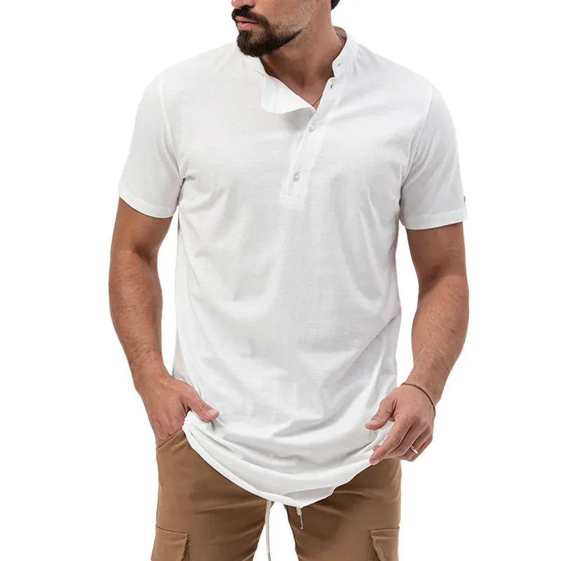 Men's Comfort Stretch Cotton Blend Stand Collar Short Sleeve Shirt 97722890Z sold by Manly