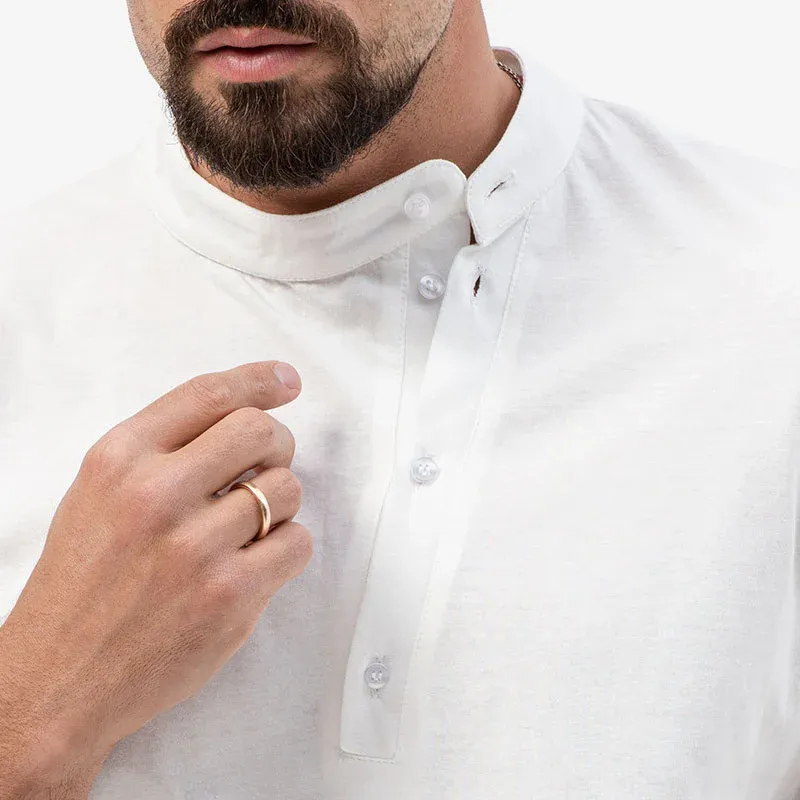 Men's Comfort Stretch Cotton Blend Stand Collar Short Sleeve Shirt 97722890Z sold by Manly product image thumbnail 4