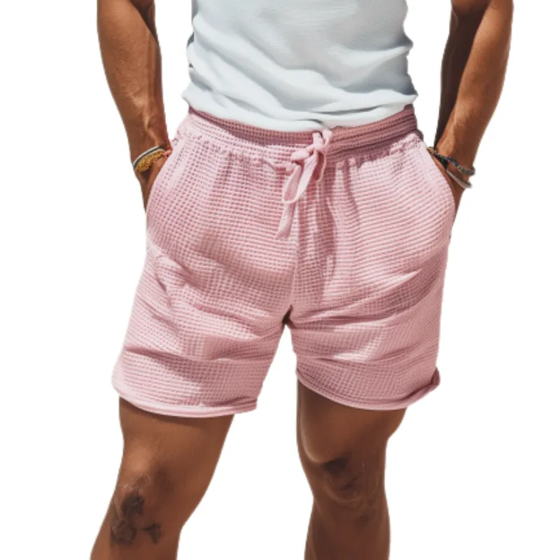 Men's Classic Casual Elastic Waist Waffle Beach Shorts 96778086K sold by Manly