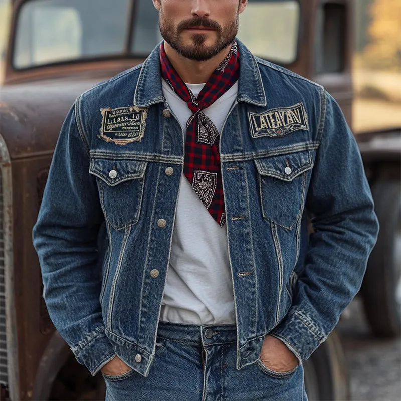 Men's Vintage Dark Blue Washed Denim Jacket 05225471U sold by Manly product image thumbnail 2