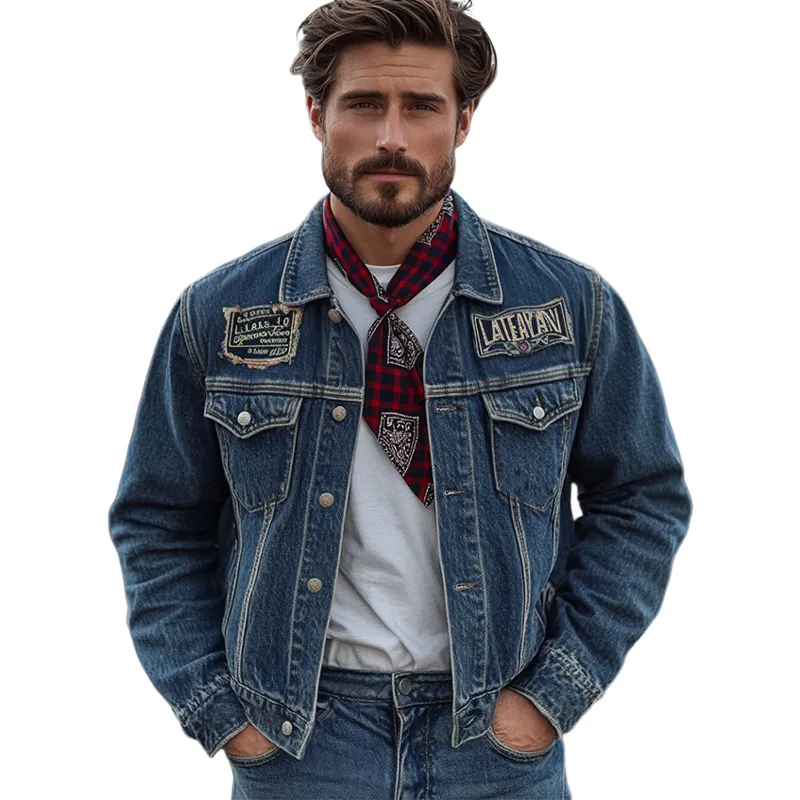 Men's Vintage Dark Blue Washed Denim Jacket 05225471U sold by Manly product image thumbnail 3