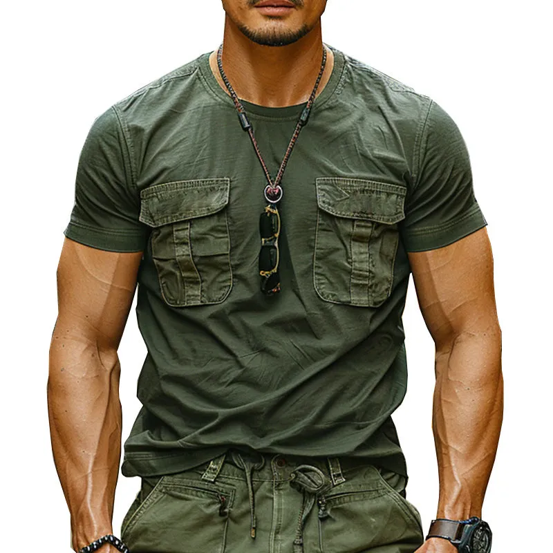 Men's Army Green Pocket Casual Short Sleeve T-Shirt 33106523P sold by Manly