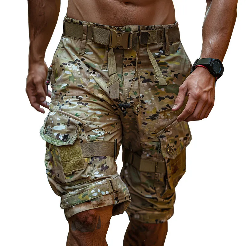 Men's Camouflage Elastic Waist Casual Cargo Shorts 12886857P sold by Manly