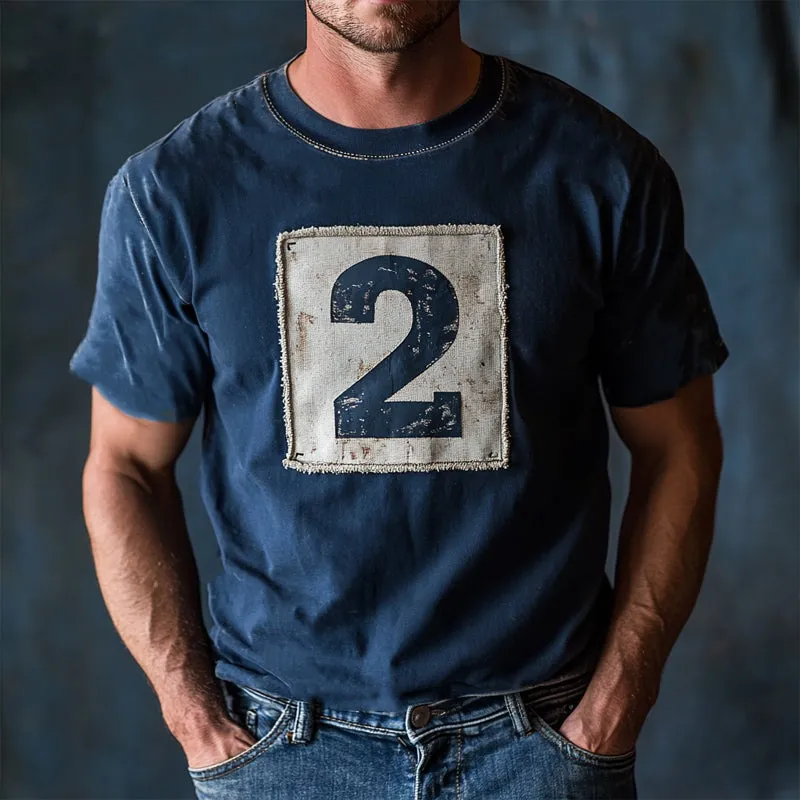 Men's Dark Blue Printed Casual Short-sleeved T-shirt 70758406U sold by Manly product image thumbnail 2