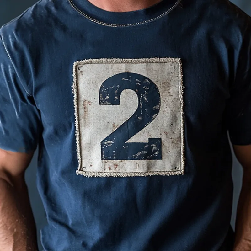 Men's Dark Blue Printed Casual Short-sleeved T-shirt 70758406U sold by Manly product image thumbnail 3