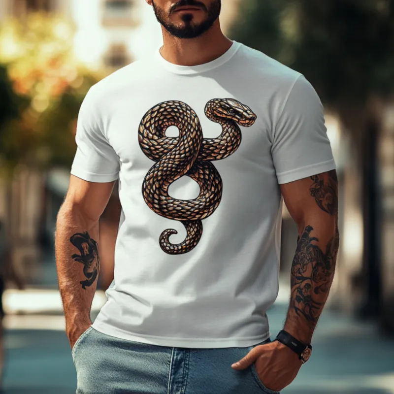 Men's Casual Cotton Snake Embroidery Round Neck Loose Short Sleeve T-Shirt 23462839M sold by Manly product image thumbnail 2