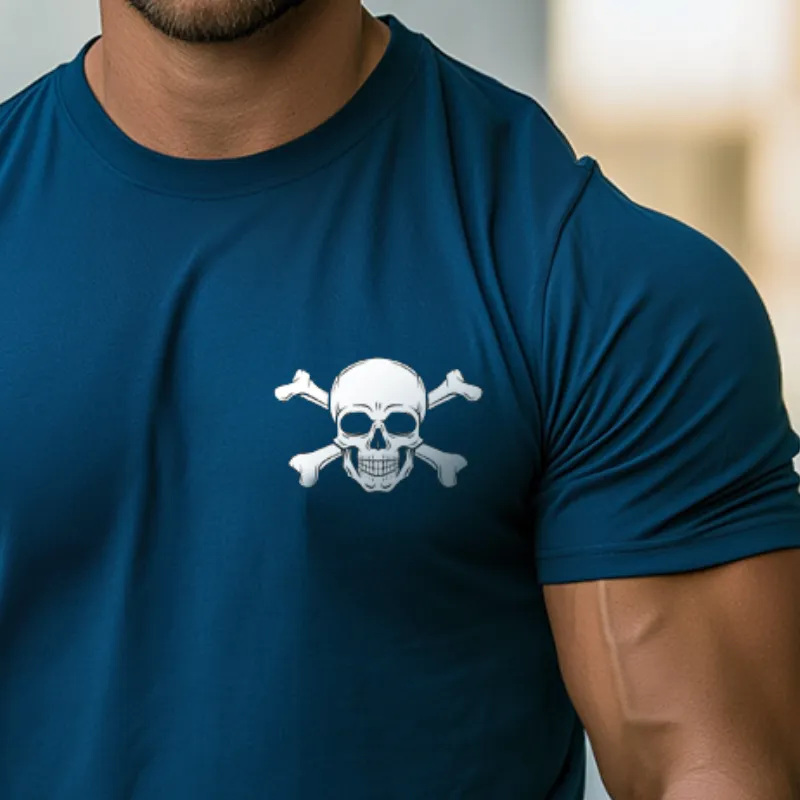 Men's Retro Casual Skull Print Round Neck Short Sleeve T-Shirt MTA1402C3TO sold by Manly product image thumbnail 4