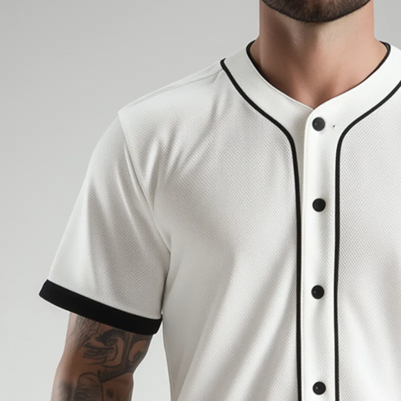 Men's Retro Casual Solid Color Mesh Sports Button Baseball Short Sleeve T-Shirt MTA1436C9TO sold by Manly product image thumbnail 4