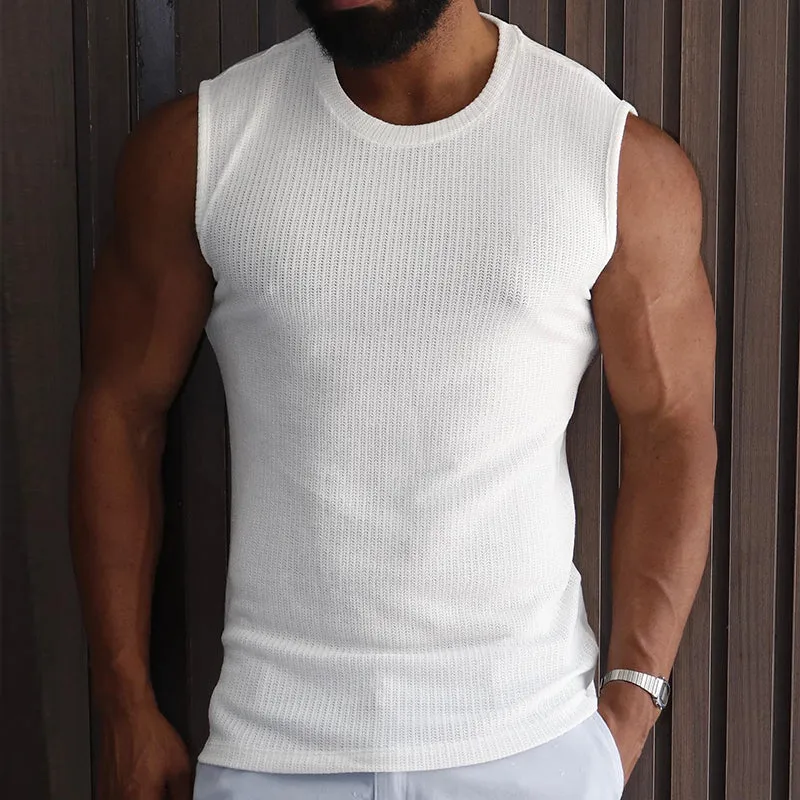 Men's Retro Casual Solid Color Round Neck Tank Top MTA1471C6TO sold by Manly product image thumbnail 2