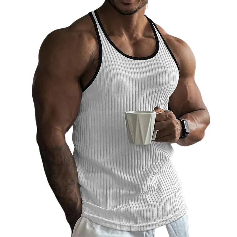 Men's Classic Casual Skin-friendly Striped Slim Tank Top MTA1458C8K sold by Manly