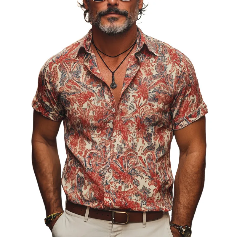 Men's Retro Printed Casual Short Sleeve Shirt MTA1441C8U sold by Manly
