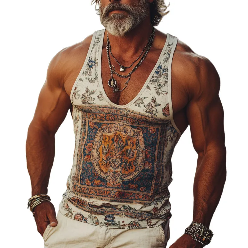 Men's Retro Print Slim Fit Tank Top MTA1710C7U sold by Manly