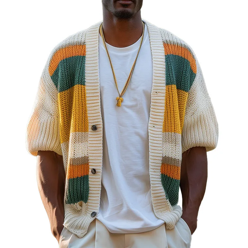 Men's Contrast Stripe Fashion Knit Cardigan MTA1796C1P sold by Manly