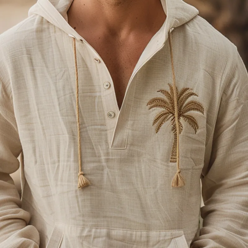 Men's Palm Leaf Embroidered Hoodie MTA1762C0P sold by Manly product image thumbnail 3