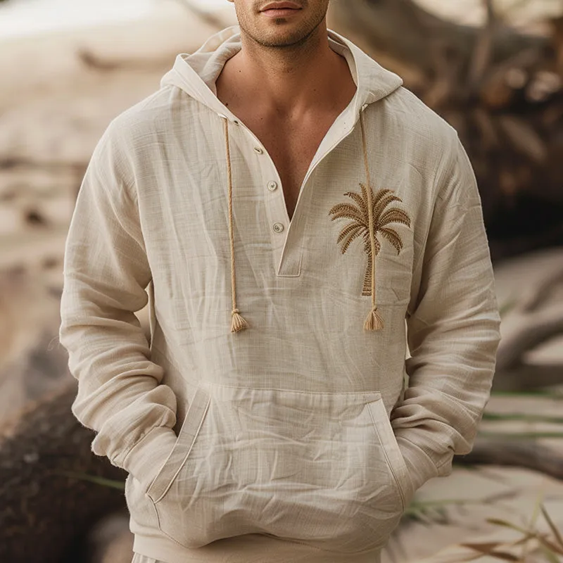 Men's Palm Leaf Embroidered Hoodie MTA1762C0P sold by Manly product image thumbnail 2