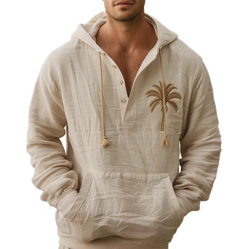 Men's Palm Leaf Embroidered Hoodie MTA1762C0P sold by Manly