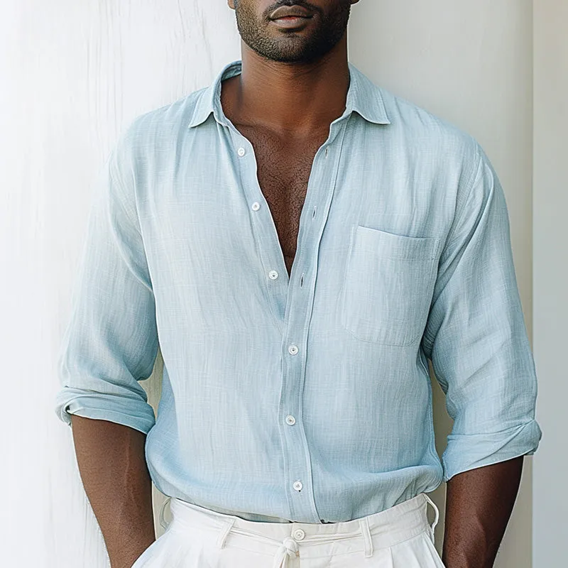 Men's Solid Color Simple Casual Long Sleeve Shirt MTA1732C8P sold by Manly product image thumbnail 2