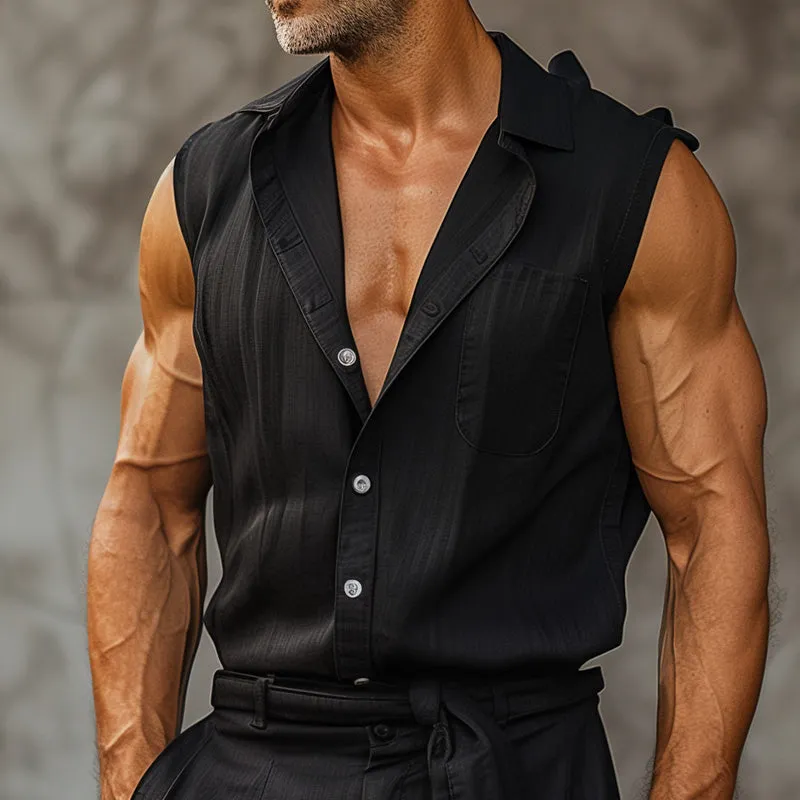 Men's Simple Faux Acetate V-Neck Vest MTA1709C1P sold by Manly product image thumbnail 2