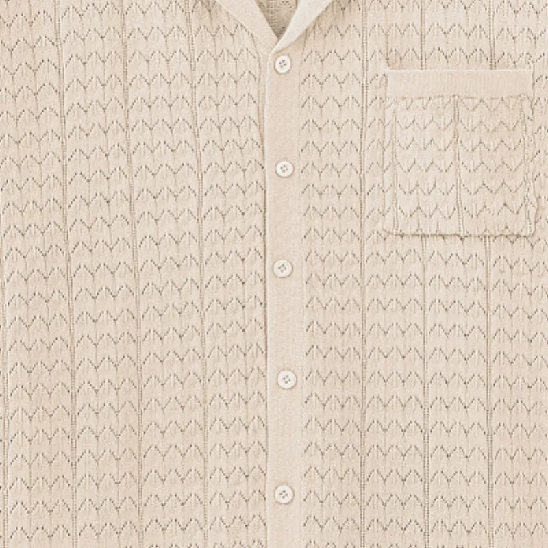 Men's Casual Lapel Hollow Jacquard Knitted Slim Fit Short Sleeve Cardigan MTA1458C7M sold by Manly product image thumbnail 3