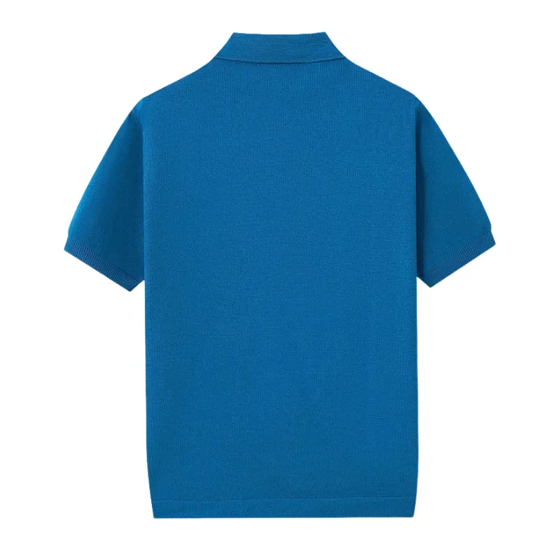 Men's Vintage Jacquard Lapel Single-Breasted Knitted Slim Short Sleeve Cardigan MTA1409C8M sold by Manly product image thumbnail 3