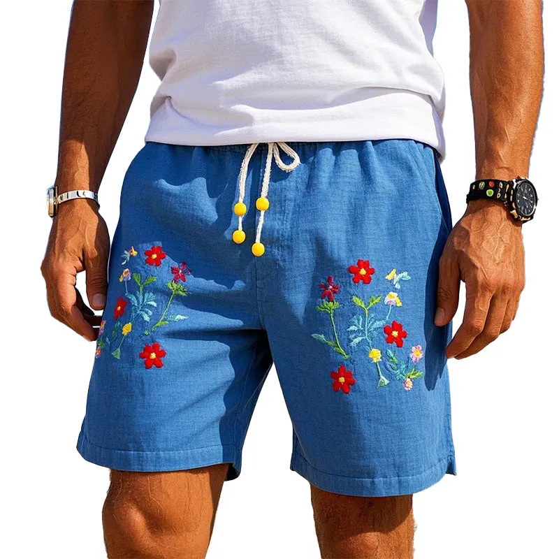 Men's floral embroidered blend shorts MTA1490C4P sold by Manly