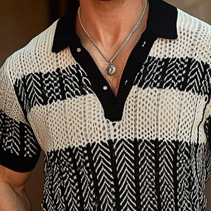 Men's Striped Jacquard Short Sleeve POLO Shirt MTA1708C7X sold by Manly product image thumbnail 3