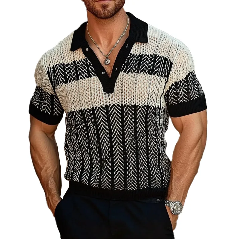 Men's Striped Jacquard Short Sleeve POLO Shirt MTA1708C7X sold by Manly