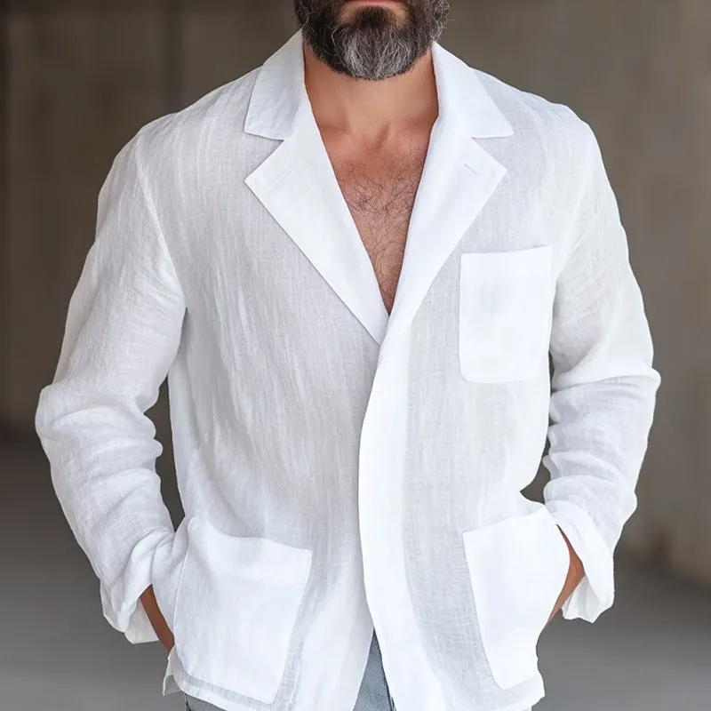 Men's Cotton And Linen Loose Thin Blazer MTA1700C1X sold by Manly product image thumbnail 2