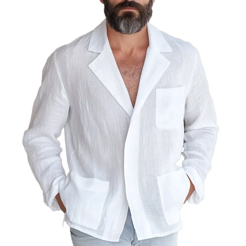 Men's Cotton And Linen Loose Thin Blazer MTA1700C1X sold by Manly