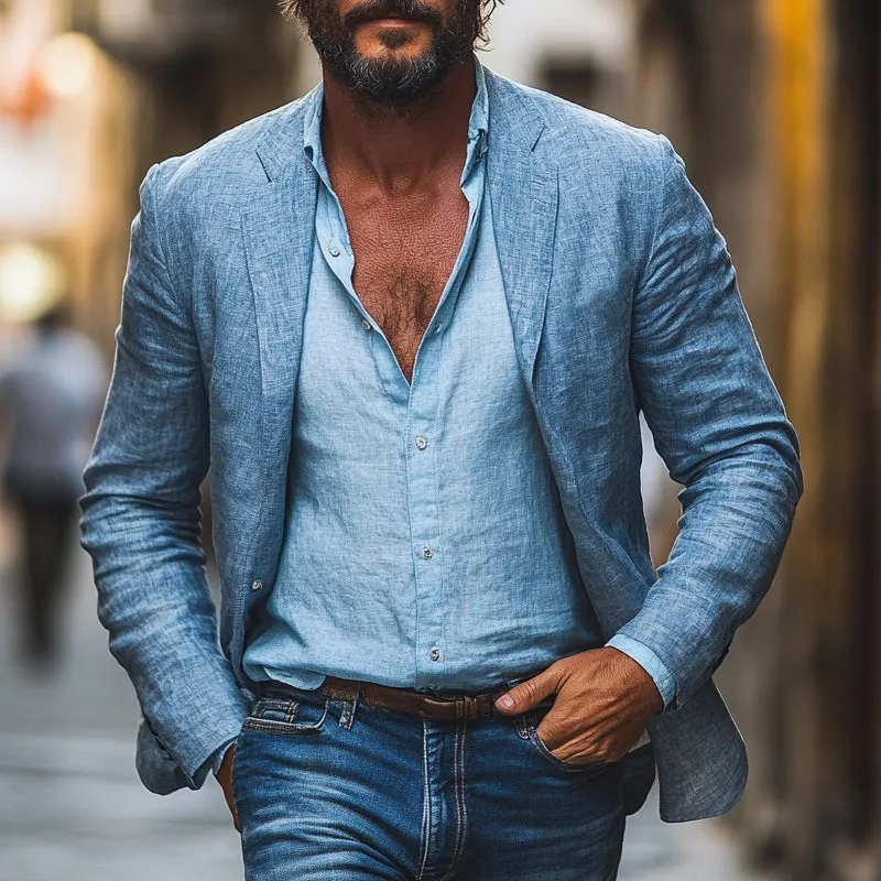 Men's Cotton And Linen Casual Blazer MTA1777C9X sold by Manly product image thumbnail 2