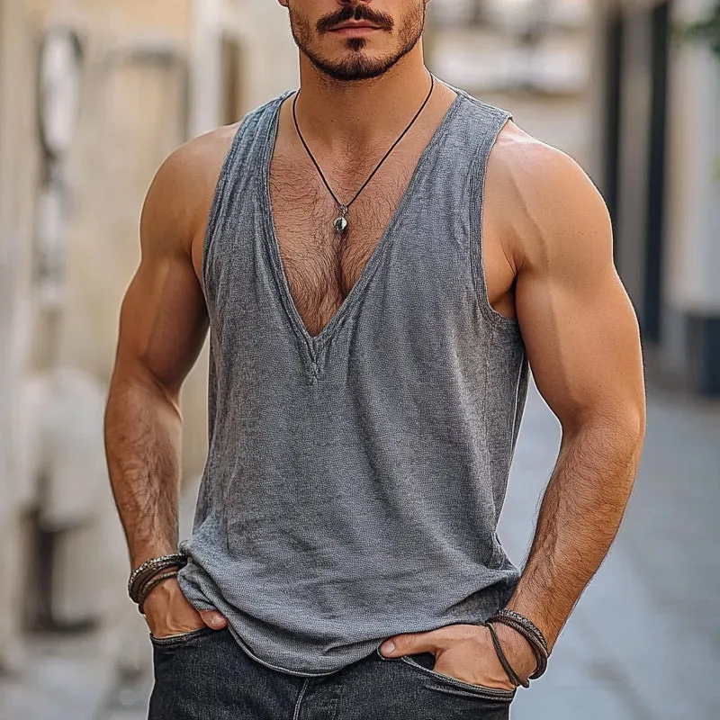 Men's Cotton Blend V-Neck Sports Tank Top MTA1701C7X sold by Manly product image thumbnail 2