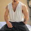 Men's Solid Color Cotton V-Neck Tank Top MTA1791C1X sold by Manly