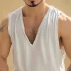 Men's Solid Color Cotton V-Neck Tank Top MTA1791C1X sold by Manly
