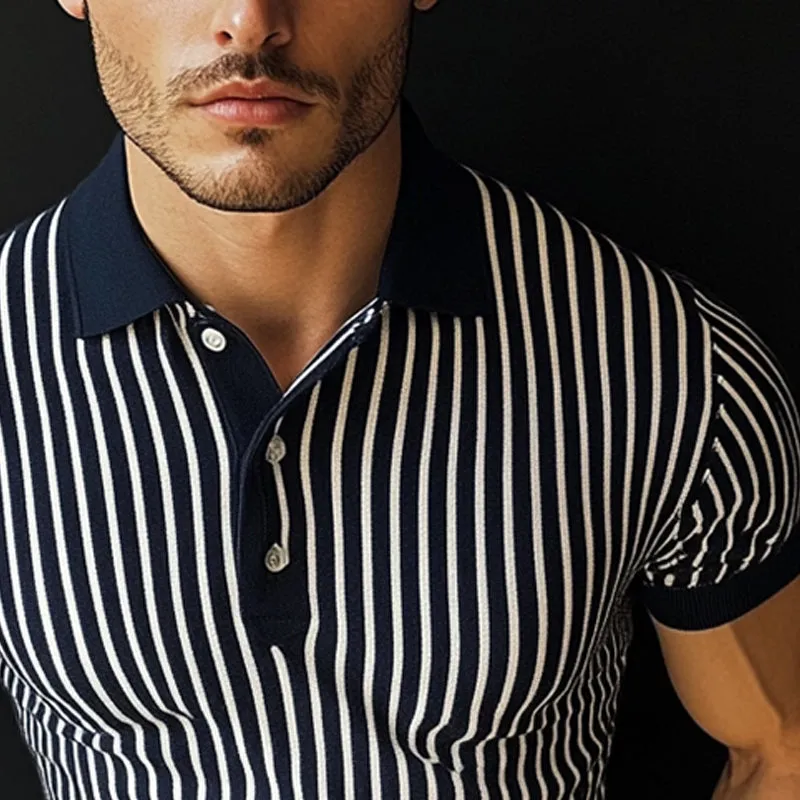 Men's Stripe Print Short Sleeve Polo Shirt MTA1734C3X sold by Manly product image thumbnail 2