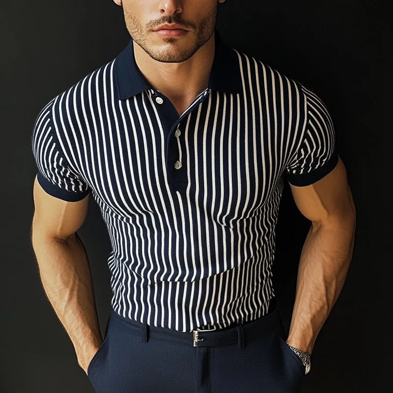 Men's Stripe Print Short Sleeve Polo Shirt MTA1734C3X sold by Manly product image thumbnail 3