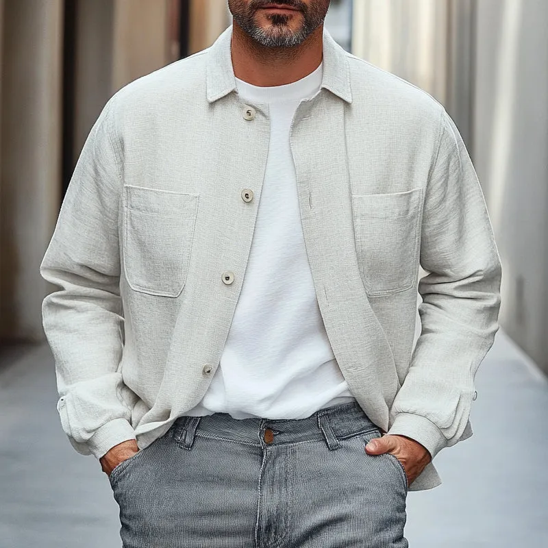 Men's Cotton and Linen Single Breasted Lapel Jacket MTA1731C9X sold by Manly product image thumbnail 2