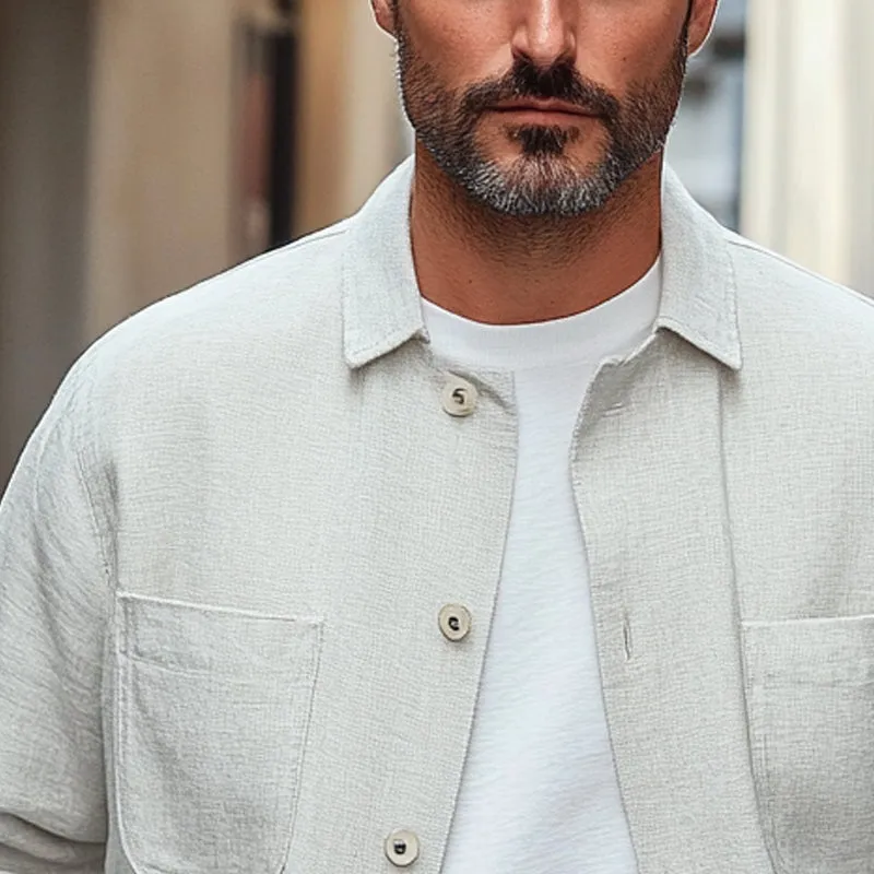 Men's Cotton and Linen Single Breasted Lapel Jacket MTA1731C9X sold by Manly product image thumbnail 3