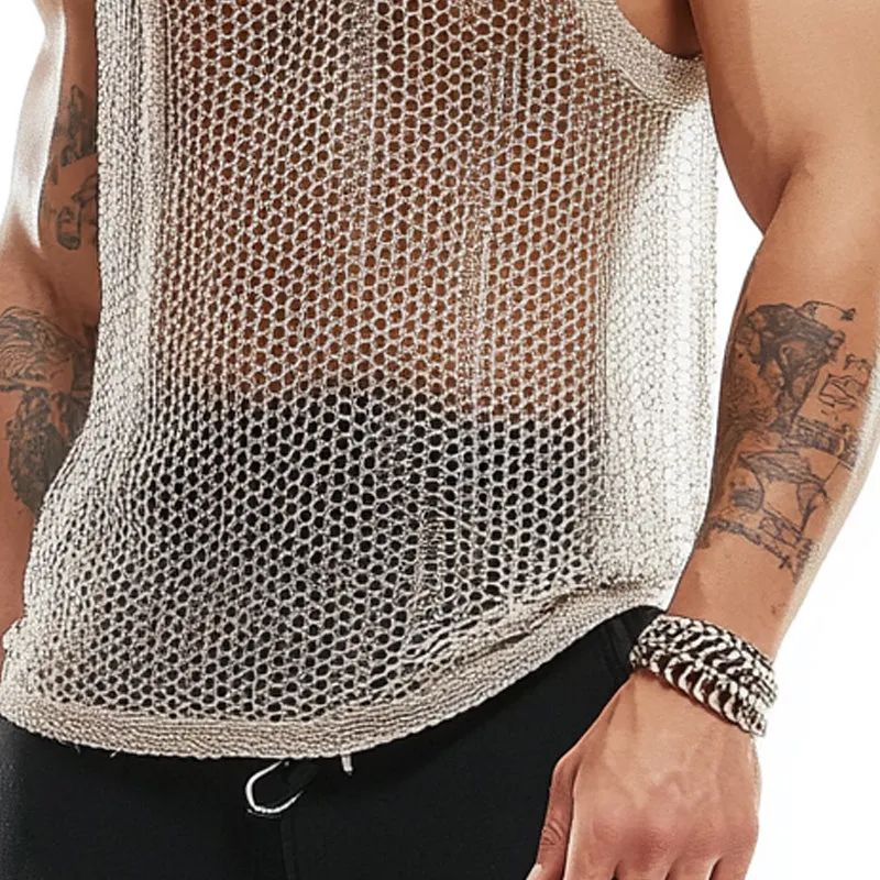 Men's Breathable Mesh Crew Neck Tank Top MTA1779C4X sold by Manly product image thumbnail 3