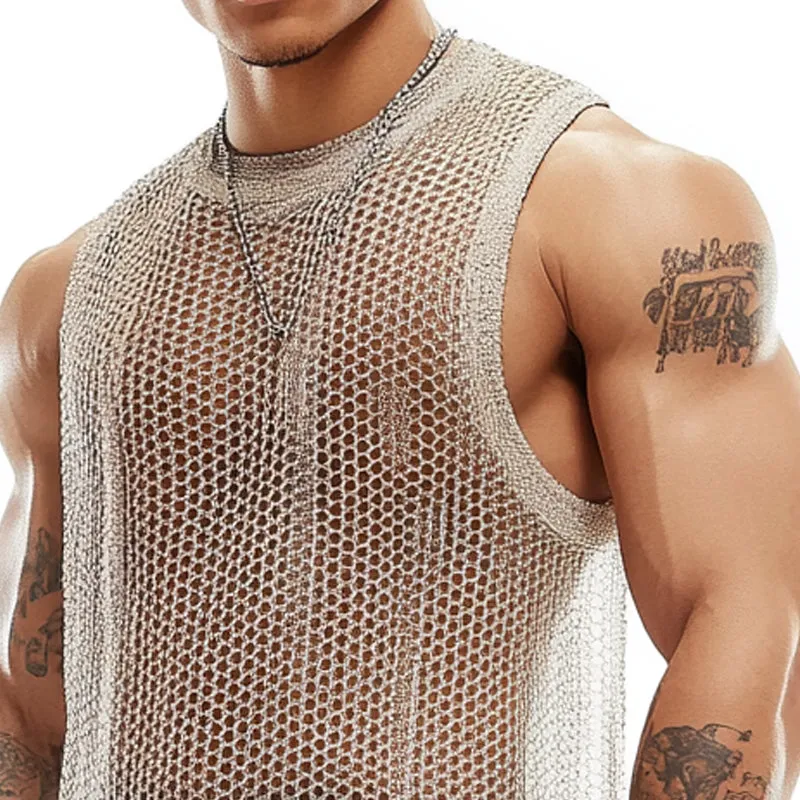 Men's Breathable Mesh Crew Neck Tank Top MTA1779C4X sold by Manly product image thumbnail 2